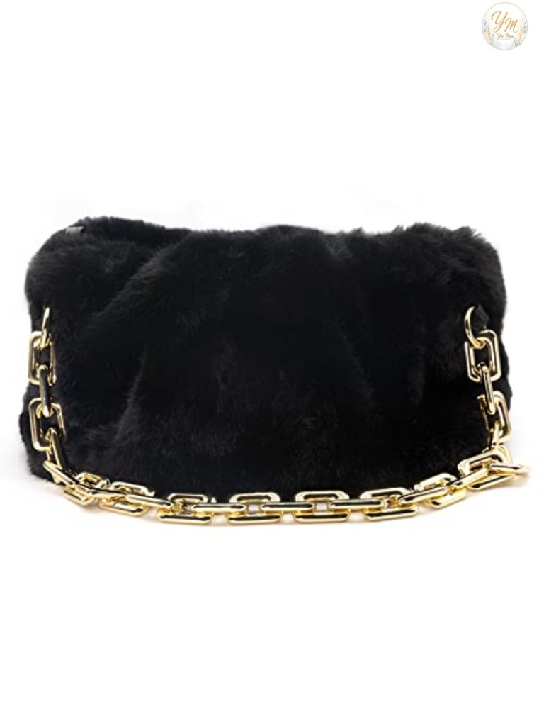 Cloud-Shaped Dumpling Chain Pouch Ruched Faux Leather Clutch